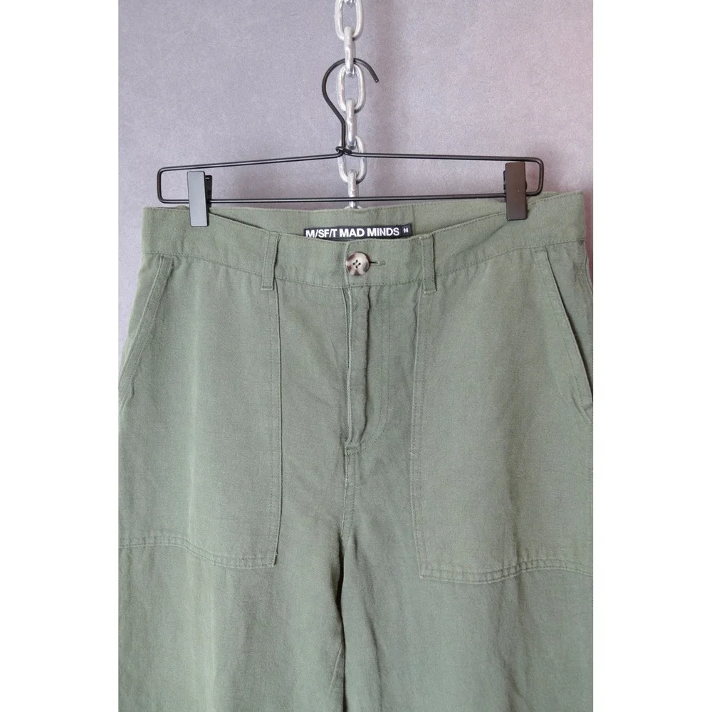 M/SF/T Mad Minds Utility Pants Mens M Olive Green Cotton‎ Linen Blend Casual